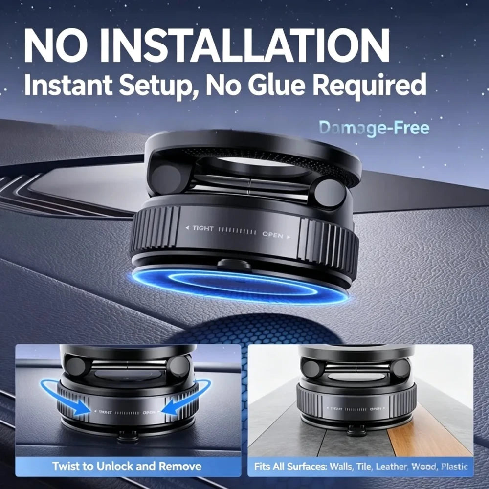 Magnetic Vacuum Car Phone Holder
