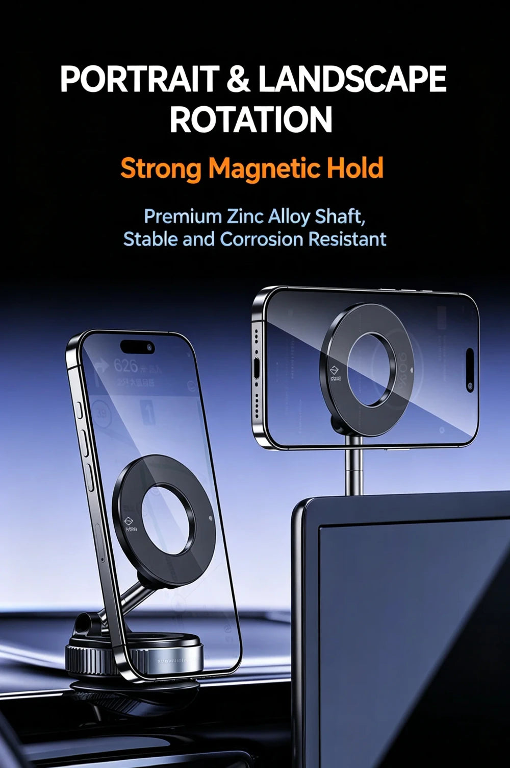 Magnetic Vacuum Car Phone Holder